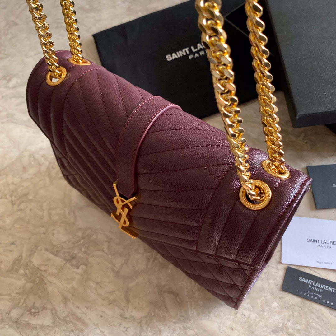 Y  Envelope Medium Bag In Mix Matelasse Grain  De Poudre Embossed Leather