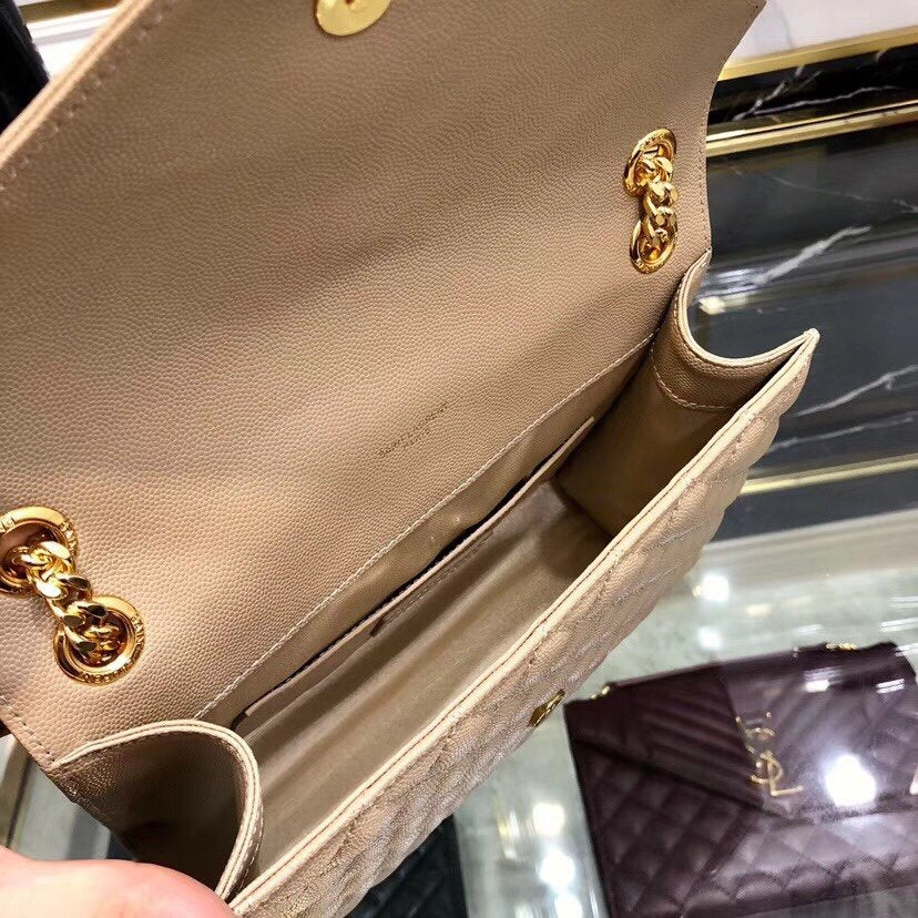 Y  ENVELOPE MEDIUM BAG IN MIX MATELASS�� GRAIN DE POUDRE EMBOSSED LEATHER
