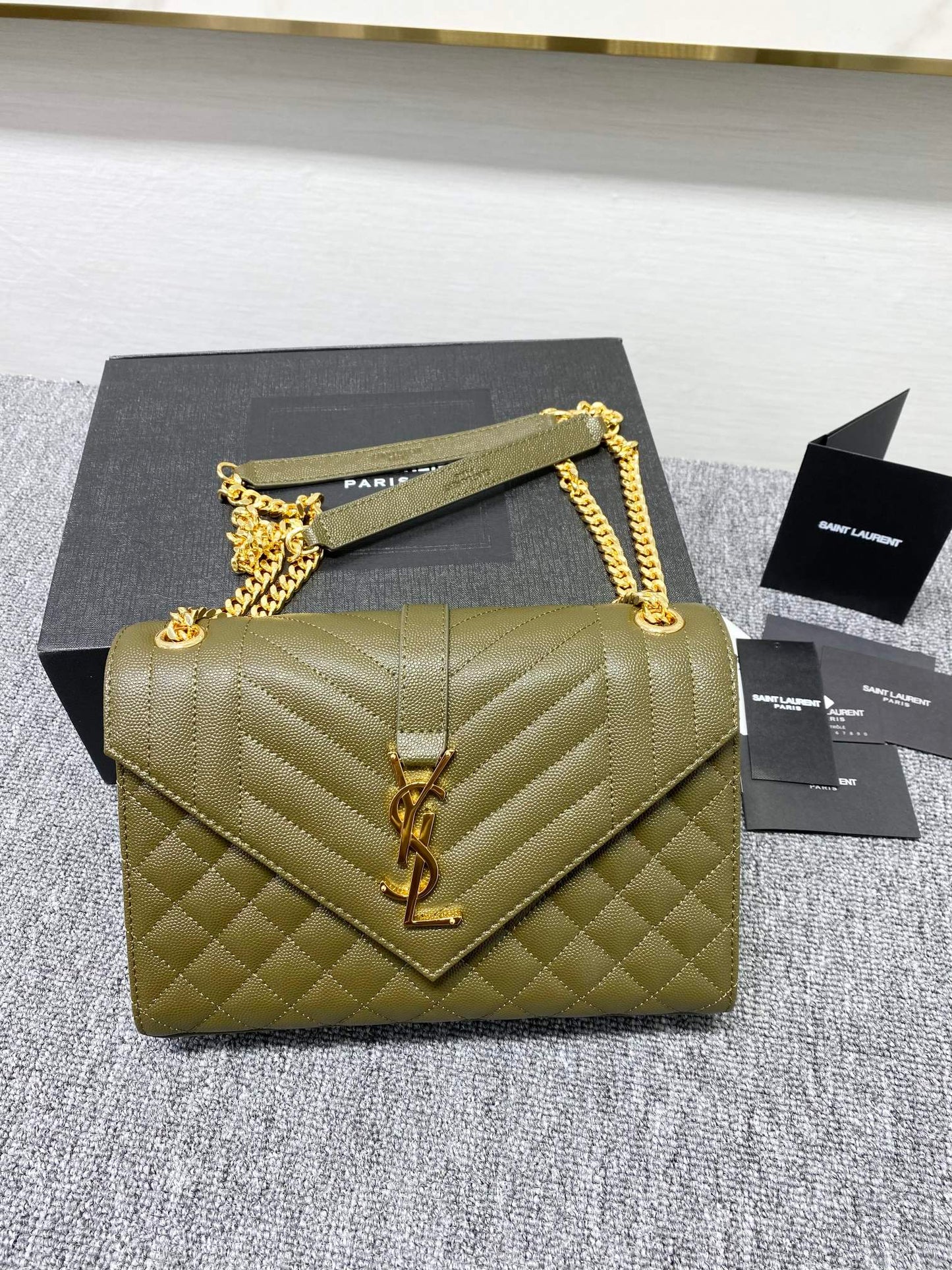 Y  Envelope Medium Bag In Mix Matelasse Grain  De Poudre Embossed Leather