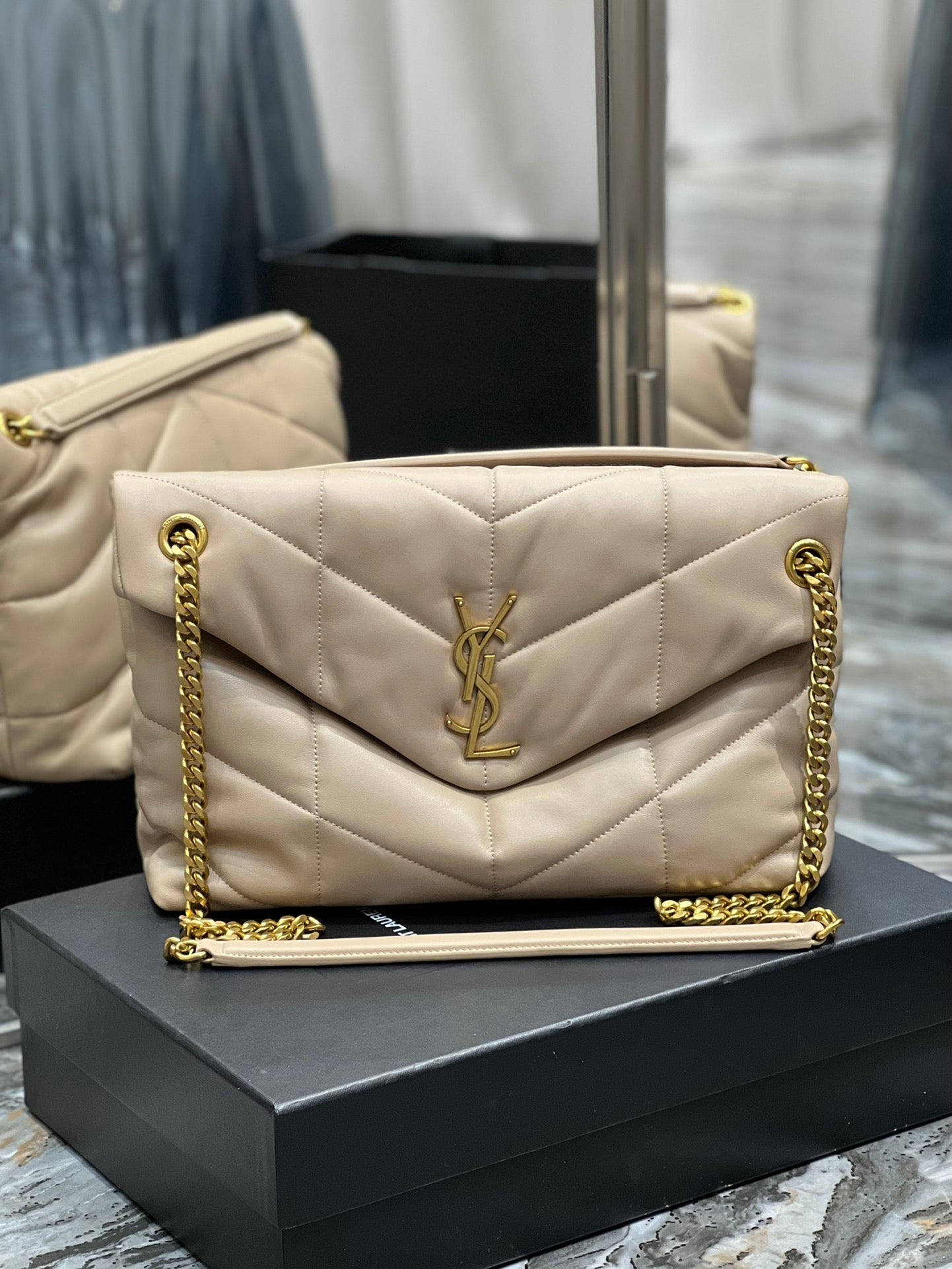 Y PUFFER MEDIUM BAG IN QUILTED LAMBSKIN