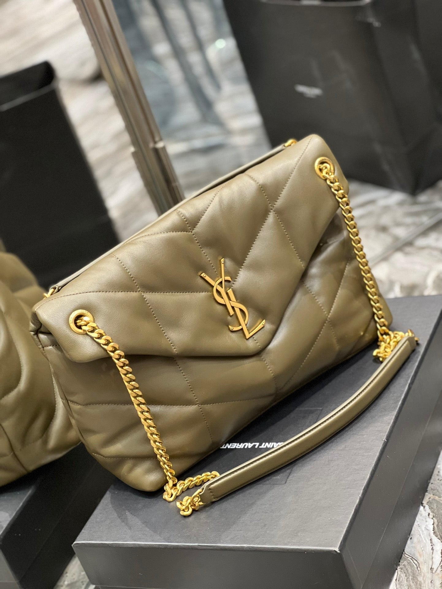 Y PUFFER MEDIUM BAG IN QUILTED LAMBSKIN