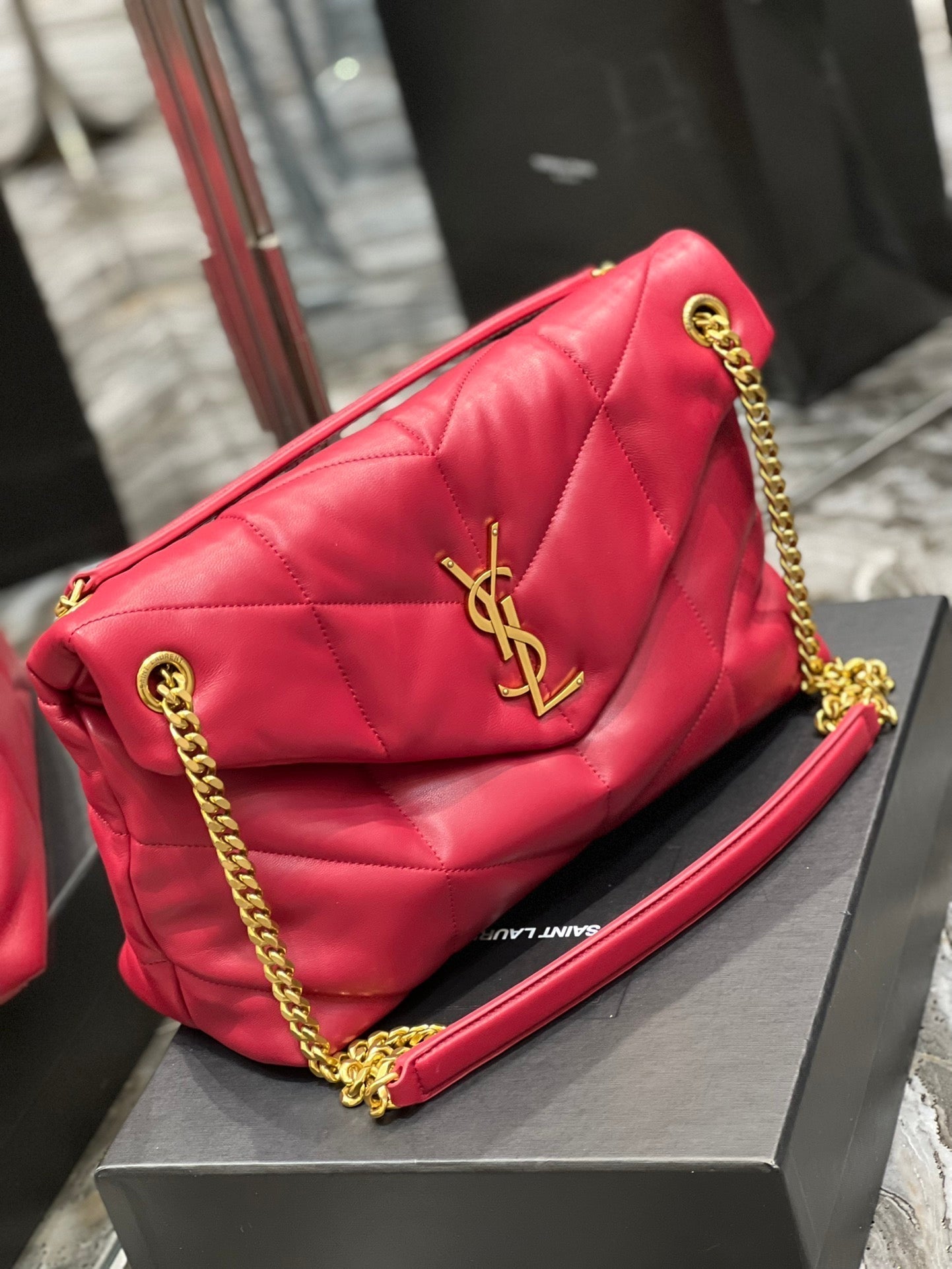 Y PUFFER MEDIUM BAG IN QUILTED LAMBSKIN