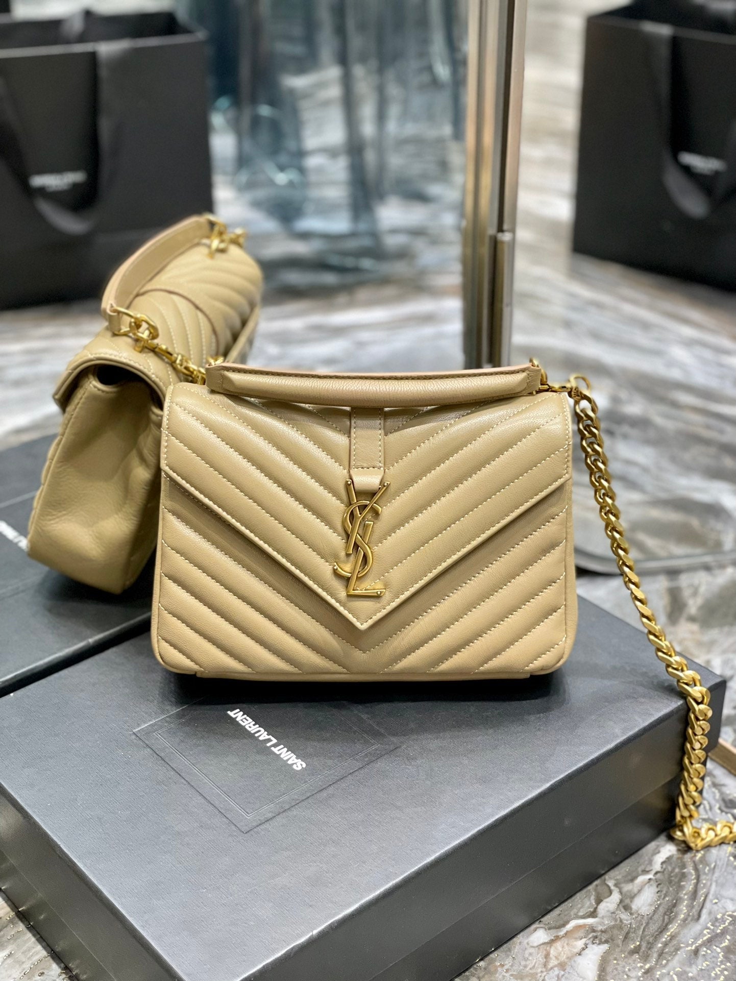 Y College Medium Quilted leather Bag